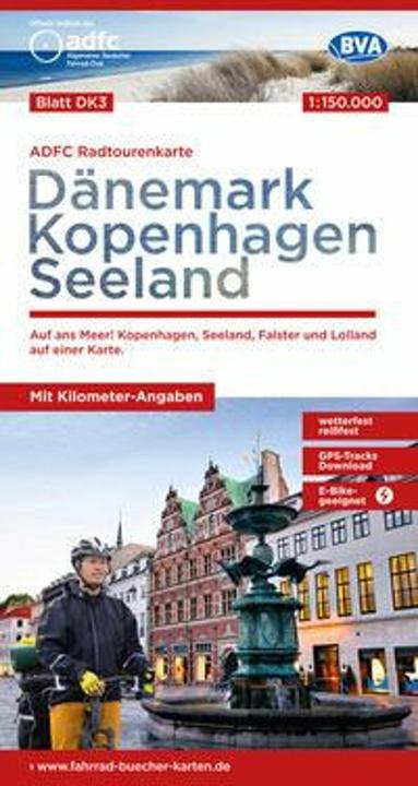 Produktbild ADFC-Radtourenkarte DK3 Dänemark/Kopenhagen/Seeland 1:150.000, reiss- und wetterfest, E-Bike