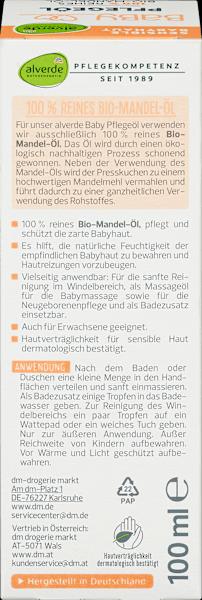 Nährwerte und Zutaten dm alverde Reines Bio-Mandelöl