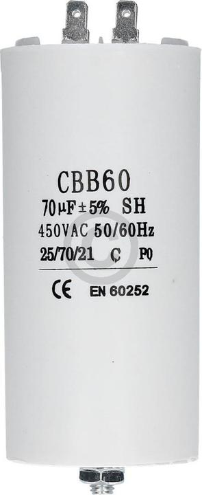 Actual product image Europart Capacitor 70µF 450V universal with lugs Fixing screw CBB60