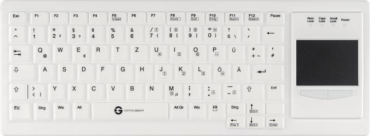 Actual product image Gett Cleantype Xtra Touch Protect WL wireless silicone keyboard with touchpad IP68 disinfectable colour (DE, Wireless)