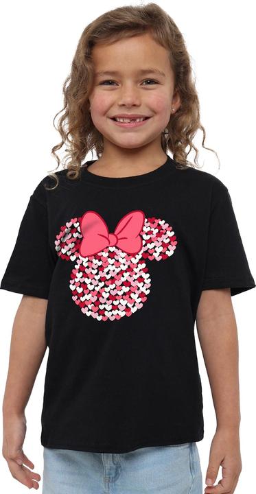 Actual product image Disney Childrens/Kids Minnie Mouse Heart Ears Silhouette Valentine's Day T-Shirt (104)