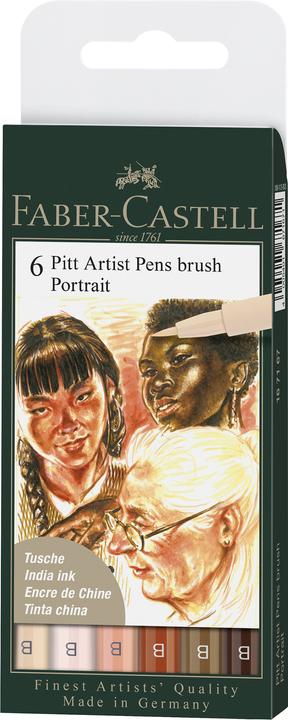 Produktbild Faber-Castell Pitt Artist Pen Brush (Hautfarbe, Rosa, Braun, Beige, 6 x)