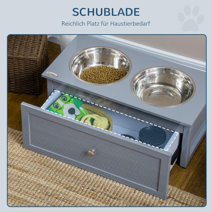 Immagine prodotto Swisshandel24 Ciotola per cani con cassetto, ciotola per cani rialzata, ciotola doppia per cani in acciaio inox (2 l)