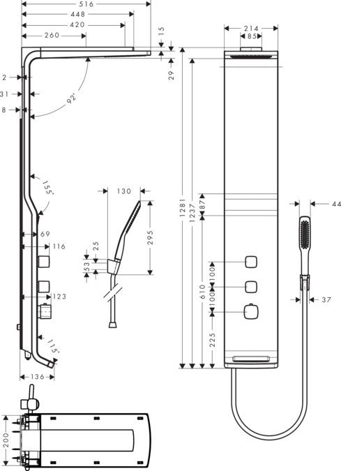 Produktbild hansgrohe Raindance Lift 180 2jet Duschpaneel Aufputz chrom/edelmatt : Farbe - Weiss/Chrom