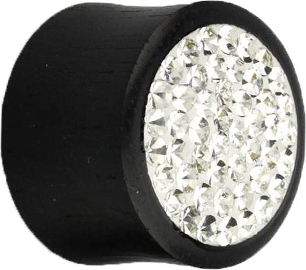 Image du produit Star Piercing Flared Plug en bois d'areng avec cristal argenté et couche de protection en époxy (sans laiton, Organique)