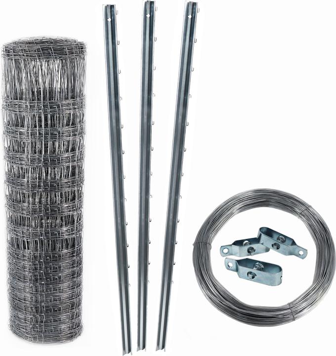 Produktbild Aquagart 300m Wildzaun Forstzaun Weidezaun Knotengeflecht 80/6/15 Schwer+ Pfosten + Spanndraht