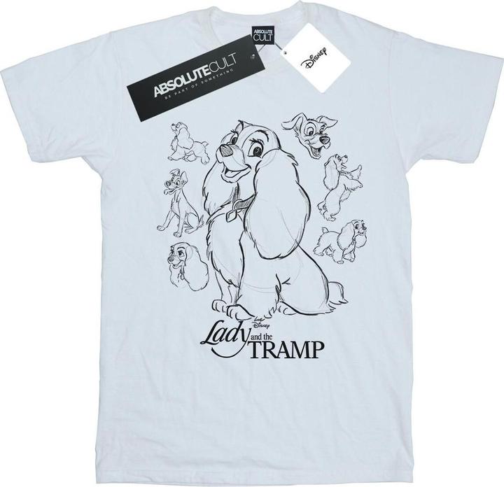 Actual product image Disney Womens/Ladies Lady And The Tramp Collage Sketch Cotton Boyfriend T-Shirt (XL)