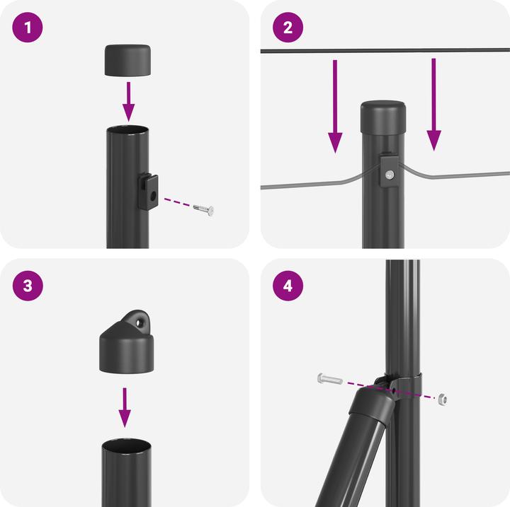 Actual product image VidaXL Fence post set 7-piece grey concrete 3.2 x 3.2 x 50 cm Durable