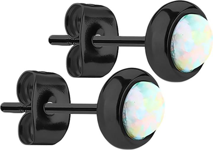 Immagine prodotto Star Piercing Orecchini a perno neri con opale bianco (Acciaio chirurgico 316L, senza ottone)