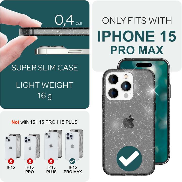 Produktbild Nalia Klare Glitzer Silikon Hülle (Apple iPhone 15 Pro Max)