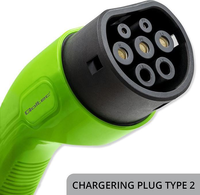 Actual product image Qoltec Mobilna ładowarka do samochodu elektrycznego EV z regulacją 2w1 Typ2 | SCHUKO | 3.5kW | 230V (Type 2, 3.50 kW, 16 A)