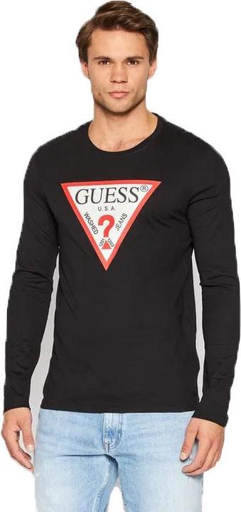 Image du produit Guess Chemise CN LS ORIGINAL Logo pour homme, Noir/Rouge vif/Blanc, M (M)