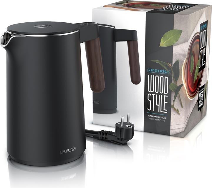 Actual product image Arendo Stainless steel kettle 1.5 L, 2200 W, temperature setting 45°C - 100°C, keep warm function, black (1.50 l)