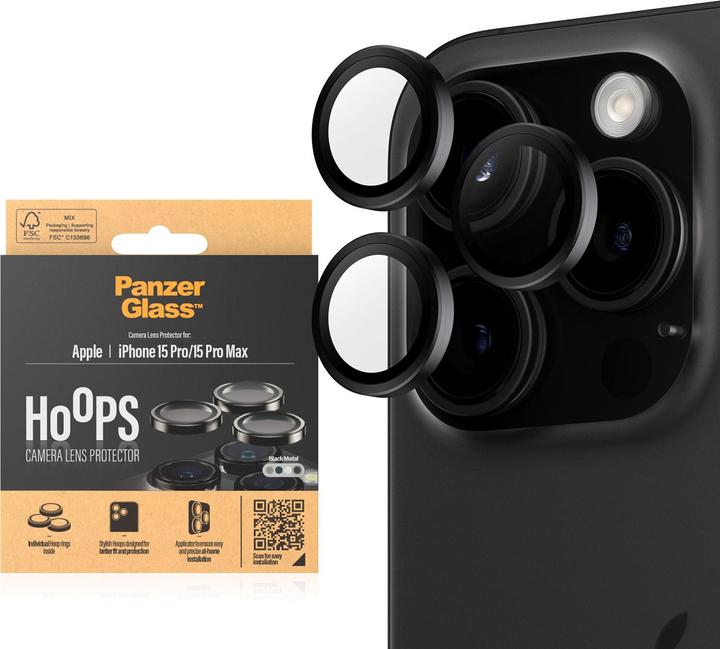 Immagine prodotto PanzerGlass Protezione dell'obiettivo della fotocamera Hoops (1 Pezzo/i, Apple iPhone 15 Pro Max, Apple iPhone 15 Pro)
