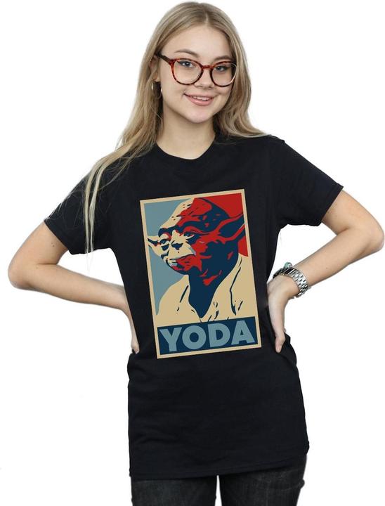 Actual product image Star Wars Womens/Ladies Yoda Poster Cotton Boyfriend T-Shirt (XL)
