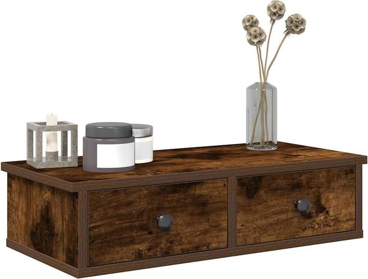 Actual product image VidaXL Wall shelf with drawers smoked oak 80x31x17 cm wood-based material
