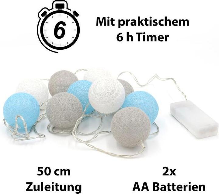 Image du produit Hermex 2.2m Chaîne lumineuse LED Boule Chaîne lumineuse Boule Guirlande lumineuse Décoration (2.20 m)