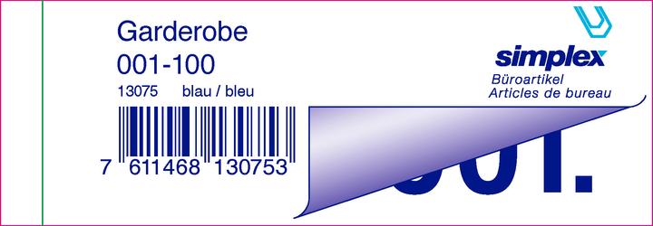 Produktbild Simplex Garderobenblock Nr. 1-100 (100 x)