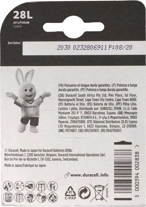 Immagine prodotto Duracell Foto (1 pz., 28L, 150 mAh)