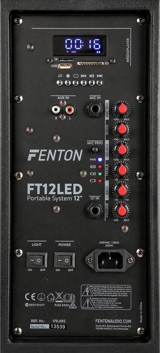Actual product image Fenton FT12LED Active Trolley Speaker (Active, 1x 700 W)