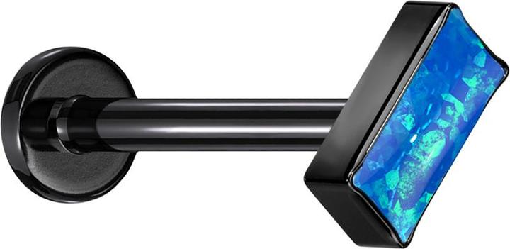 Produktbild Star Piercing Micro Labret Innengewinde schwarz rechteck schwarz Opal blau (ohne Messing, Titan G23)
