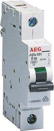 Produktbild AEG Sicherungsautomaten B 16A, 1-poligB Charakteristik6kA Kurzschlussausschaltvermögen230/400V AC, 1