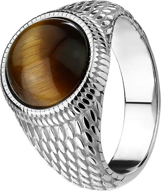Actual product image Star Piercing Ring silver lizard skin with tiger's eye stone (60, 950 Platinum)