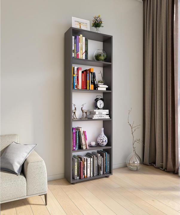 Actual product image VCM Wood Storage Stand Shelf Bookcase Decorative Books Stand Shelf Bulas 5 Compartments (56 x 20 x 169 cm)