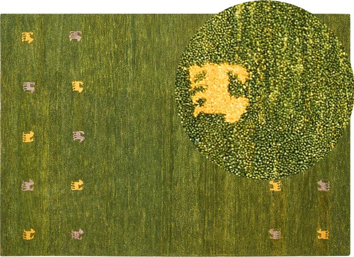 Produktbild Beliani Teppich Wolle grün 160 x 230 cm Tiermuster Hochflor YULAFI (160 x 230 cm)