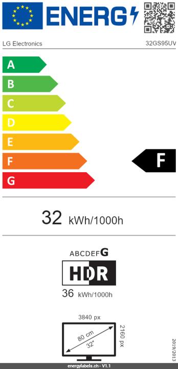 Energie-Label LG Monitor UltraGear OLED 32GS95UV-B (3840 x 2160 Pixel, 31.46")