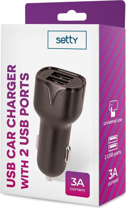 Produktbild Setty Autoladegerät 2x USB 3A schwarz