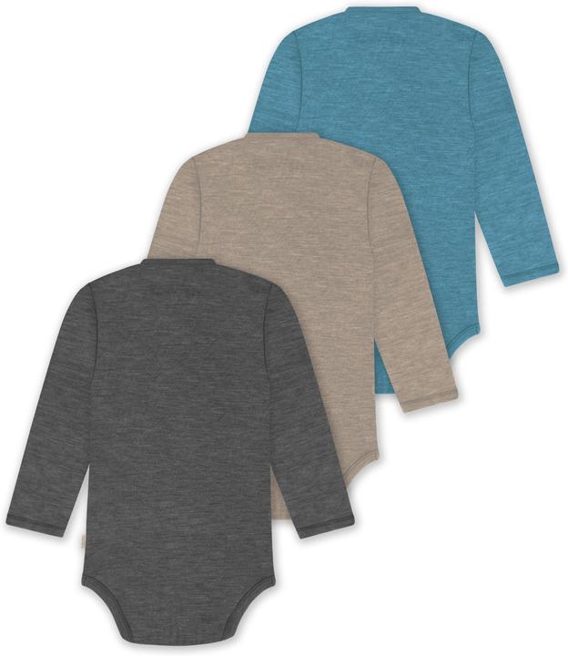 Actual product image Normani Set of 3 baby body wrap long sleeve toddler bodysuit made from merino wool - 9357 (50)