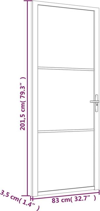 Produktbild Diverse Hardware Innentür 83x201,5 cm Schwarz ESG-Glas und Aluminium