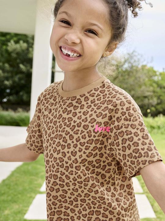 Actual product image Vertbaudet Bedrucktes Mädchen T-Shirt, leichte Oversized-Form (128)