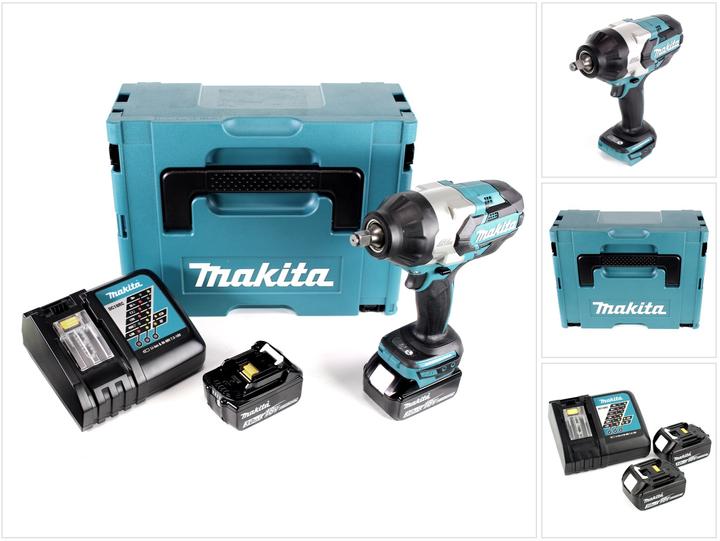 Actual product image Makita DTW 1002 RFJ 18 V Cordless Impact Wrench Brushless Li-Ion + Makpac Case + 2 x Batteries BL 18 (Rechargeable battery operated)