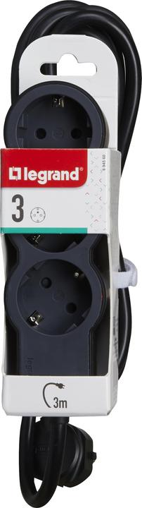 Immagine prodotto Legrand Striscia di prese piatte 3x prese, cavo da 3 metri Nero 694560 (3 x, CEE, Multi, CEE 7/3, 3 m)