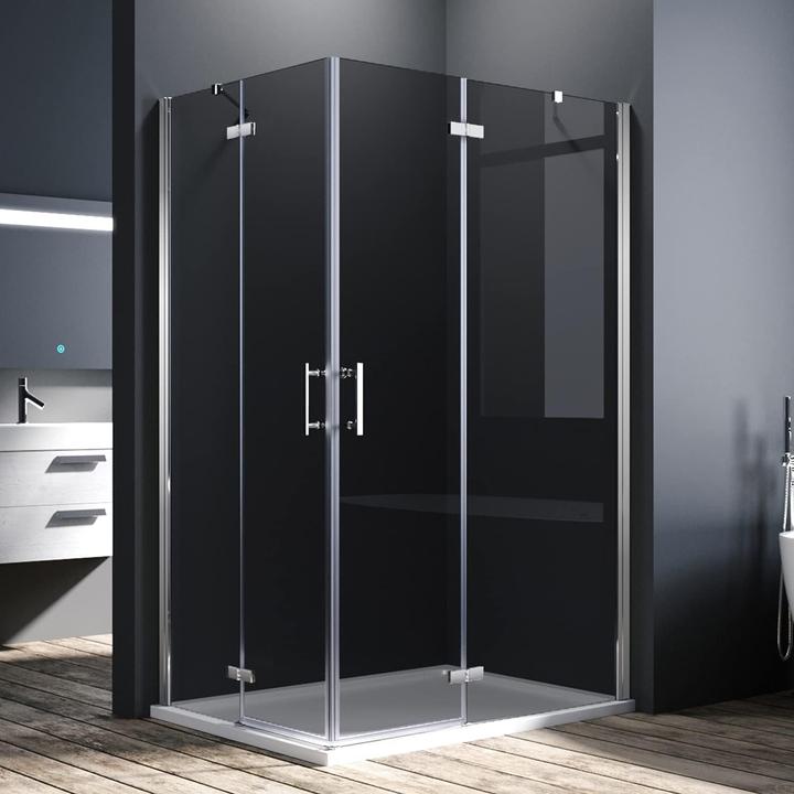 Produktbild SONNI Duschkabine Eckeinstieg Flügeltür ohne Rahmen 195cm 90x80cm (120 cm, 195 cm)