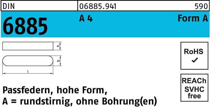 Immagine prodotto Reyher Chiave parallela DIN 6885 Forma A a testa tonda/senza foro A 5 x 5 x 10 A 4