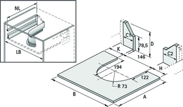 Produktbild Hettich Metallumrandung für Siphonausschnitt