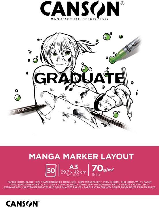 Produktbild Canson Studienblock GRADUATE Manga Marker Layout, DIN A3 (A3, Blanko, Kein Einband)