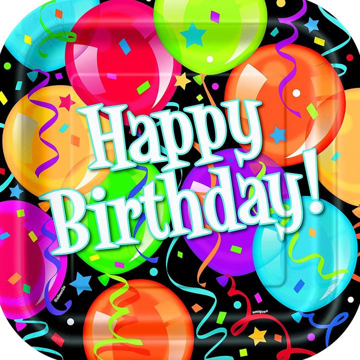 Immagine prodotto Unique Party Bravo Quadrato Buon Compleanno Piatti per Feste Misura Confezione 8