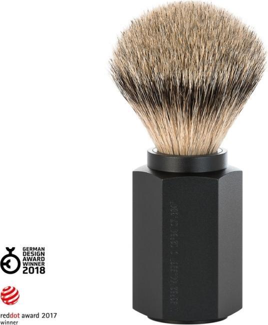 Actual product image Mühle HEXAGON Shaving Brush with Silver Tip Graphite (Shaving brush)