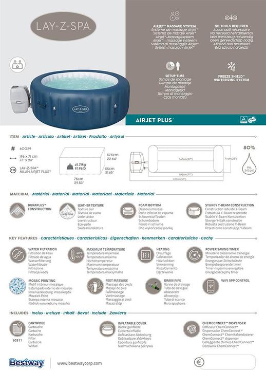 Actual product image Bestway Lay-Z-Spa Milan AirJet Plus (6 pers.)