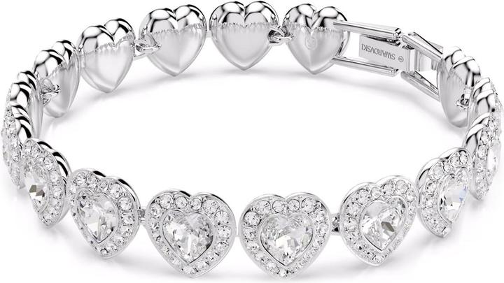 Immagine prodotto Swarovski x Ariana Grande Tennis Armband Verschiedene Schliffe Herz Weiss Rhodiniert (22 cm, Metallo Swarovski)
