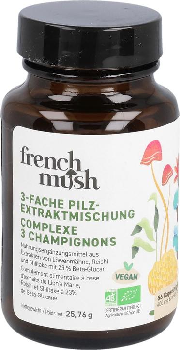 Produktbild French mush 3-Fache Pilz-Extraktmischungskapseln (56 Stück, Kapseln, 56 g)