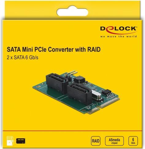 Immagine prodotto Delock Convertitore Mini PCIe a 2 x SATA con RAID
