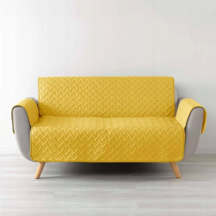 Douceur D'intérieur quilted sofa protector, yellow, 279 x 179 cm