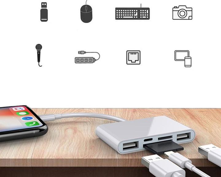 Produktbild Apfelkiste Lightning auf SD/MicroSD Kartenleser & Ladeadapter für iPhone/iPad (Lightning, USB-A, MicroDot)