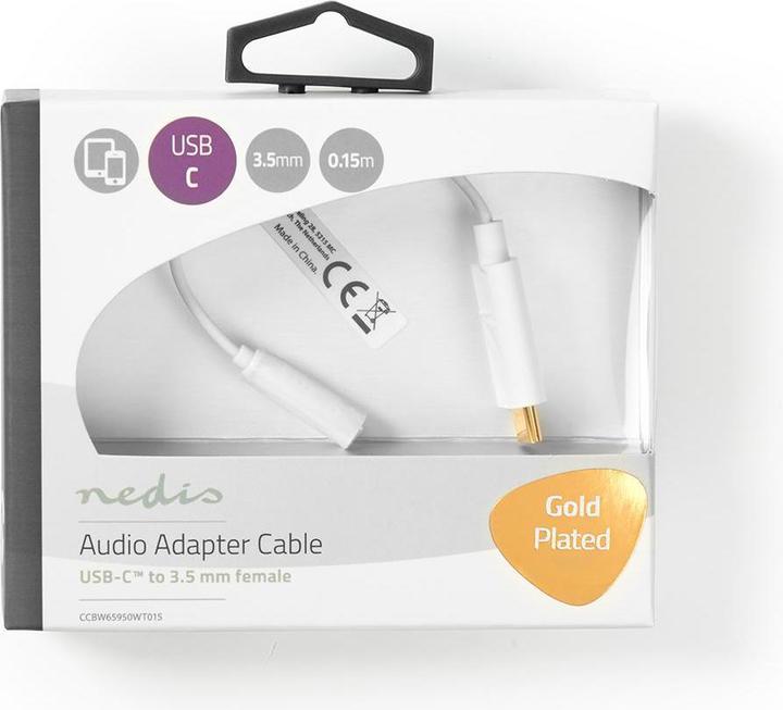 Produktbild Nedis USB-C Stecker -> Klinkenbuchse 3.5mm Länge=15cm, weiss, Blister (3.5mm Klinke, USB Typ C)