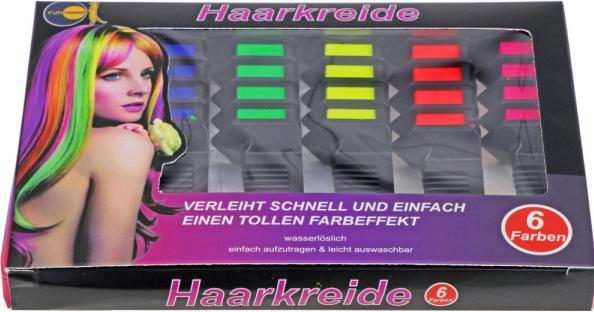 Fun trading Haarkreide- 6 farbenfrohe Haarkreide Kämme im Set